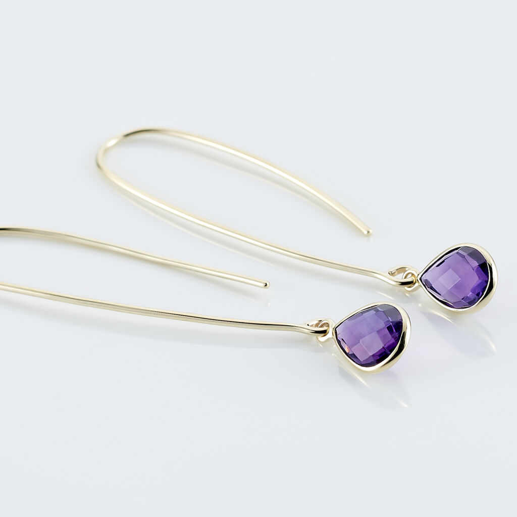 Créoles Phie Poire Or Jaune Amethyste - Boucles d'oreilles créoles Femme | Histoire d’Or