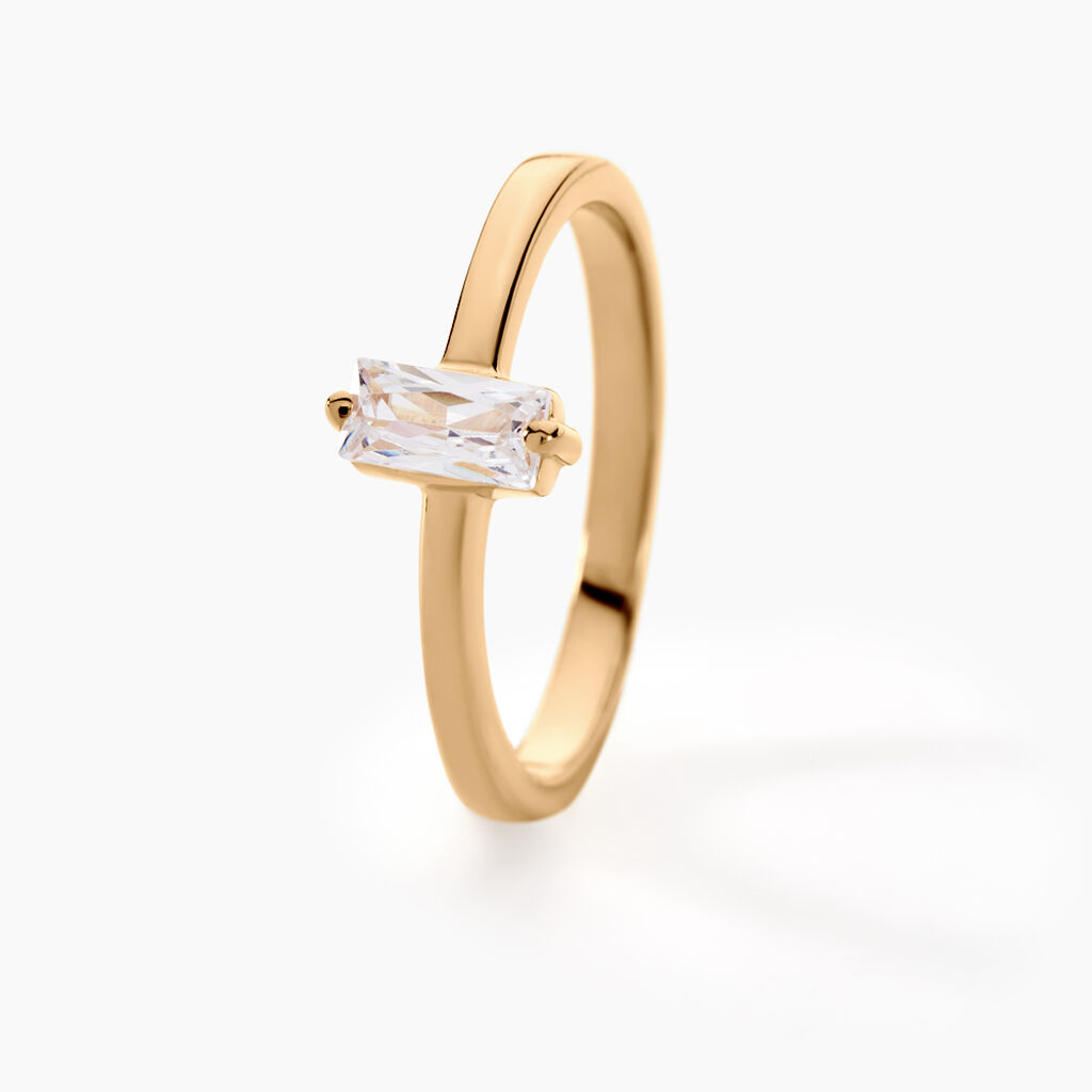 Bague Nila Plaqu&eacute; Or Jaune Oxyde De Zirconium - Bagues solitaires Femme | Histoire d&rsquo;Or