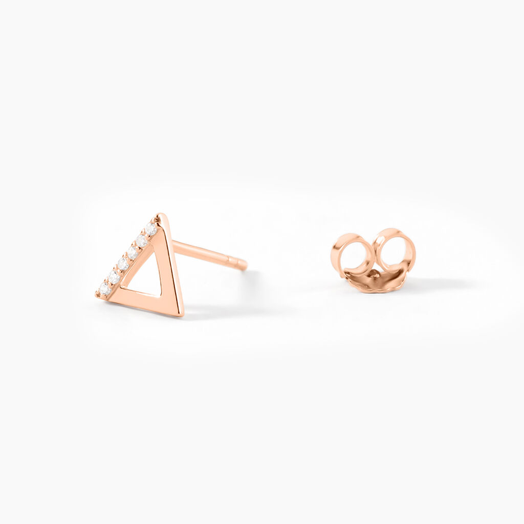 Boucles D'oreilles Puces Lorena Argent Rose Oxyde De Zirconium - Boucles d'oreilles fantaisie Femme | Histoire d&rsquo;Or