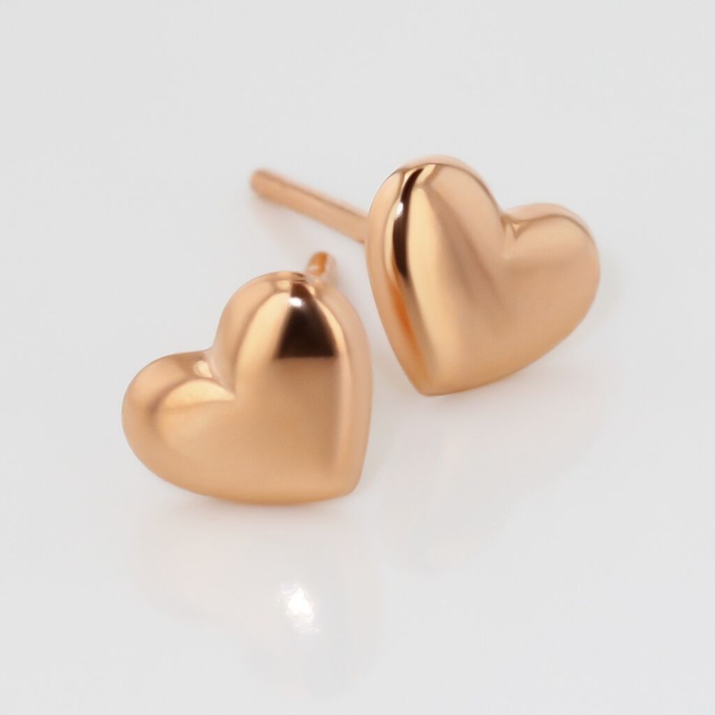 Boucles D'oreilles Puces Lison Or Rose - Boucles d'Oreilles Coeur Enfant | Histoire d’Or