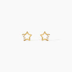 Boucles D'Oreilles Puces Camomille Argent Dor&eacute; A L'Or 750/1000 Oxyde De Zirconium - Boucles d'oreilles fantaisie Enfant | Histoire d&rsquo;Or