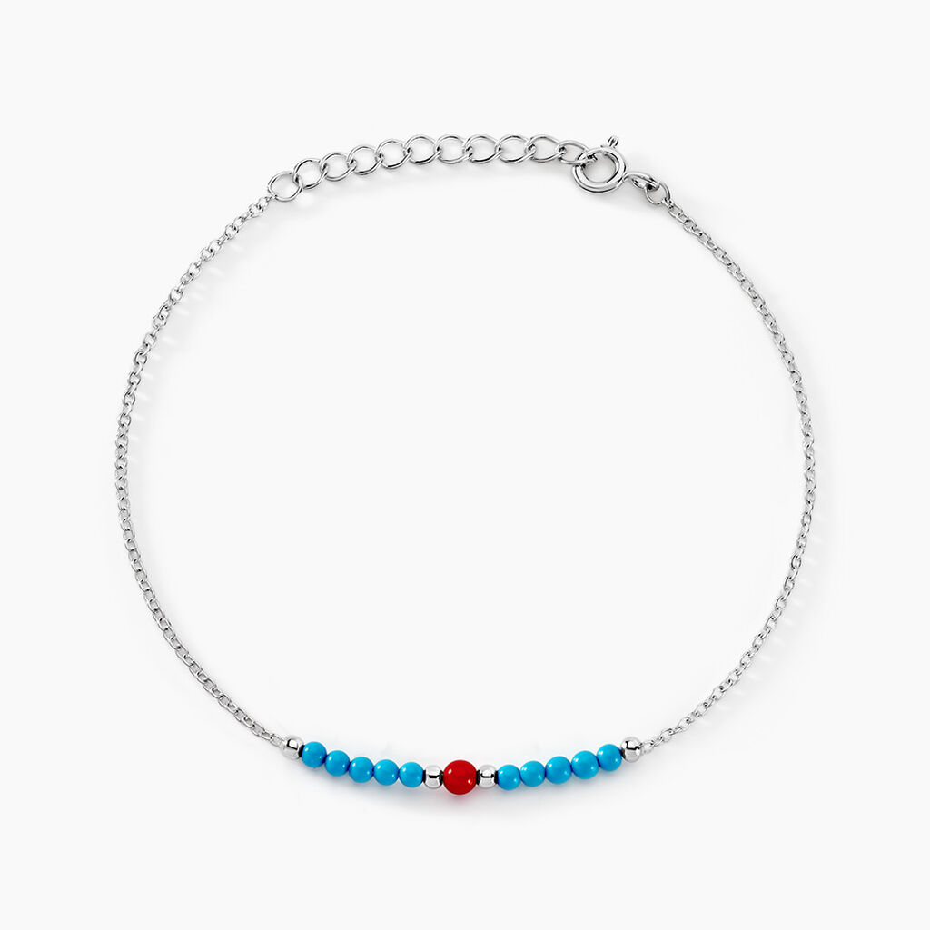 Bracelet Behati Argent Blanc Corail Turquoise - Bracelets Femme | Histoire d&rsquo;Or