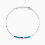 Bracelet Behati Argent Blanc Corail Turquoise - Bracelets Femme | Histoire d&rsquo;Or