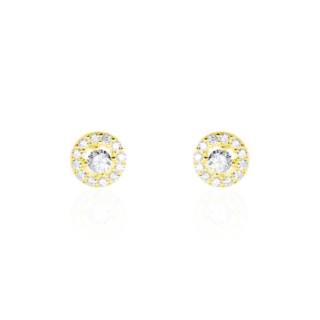 Boucles D'oreilles Puces Tahera Or Jaune Oxyde De Zirconium - Clous d'oreilles Femme | Histoire d’Or