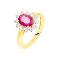 Bague Or Jaune Rubis Diamants