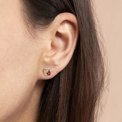 Boucles D'oreilles Puces Or Jaune Syringa Smalto - Clous d'oreilles Enfant | Histoire d’Or