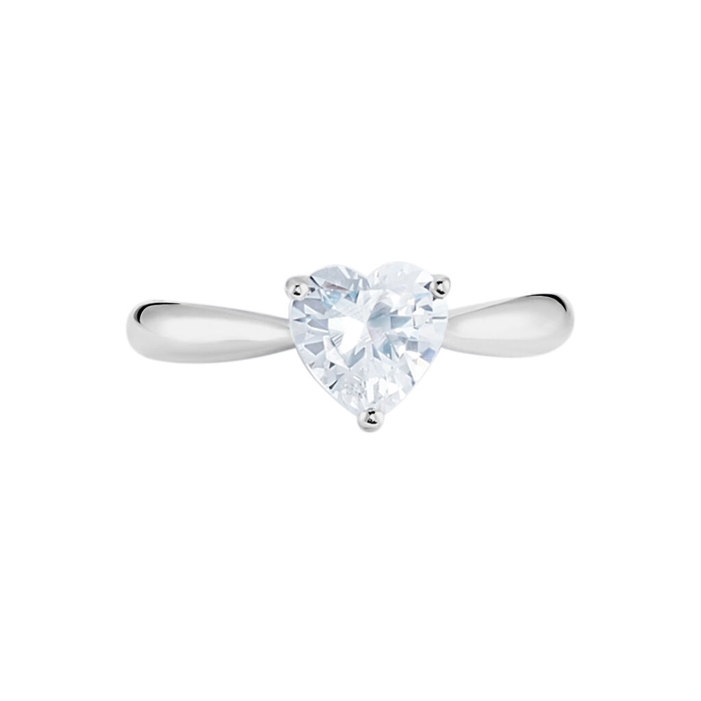 Bague Solitaire Geranium Argent Blanc Oxyde De Zirconium - Bagues solitaires Femme | Histoire d’Or