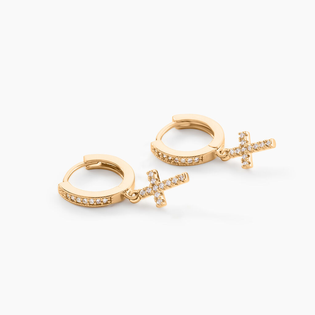 Créoles Plaqué Or Jaune Jenny Oxydes De Zirconium - Boucles d'oreilles créoles Femme | Histoire d’Or