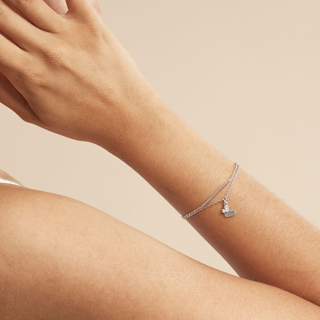 Bracelet Salli Argent Blanc Oxyde De Zirconium - Bracelets Coeur Femme | Histoire d’Or