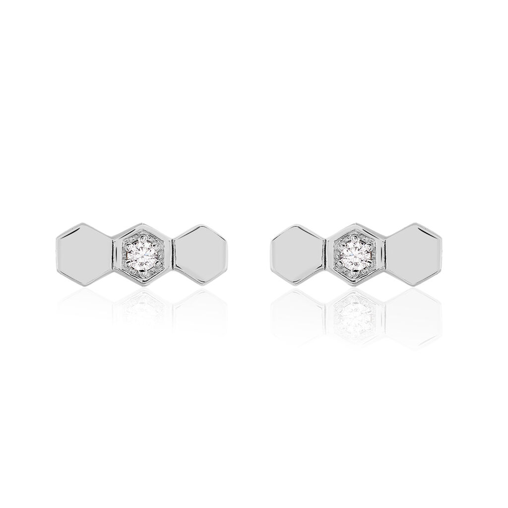 Boucles D'oreilles Puces Onaissa Argent Blanc Oxyde De Zirconium - Boucles d'oreilles fantaisie Femme | Histoire d’Or