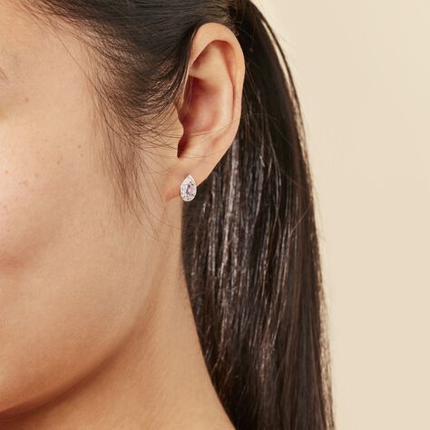 Boucles D'oreilles Puces Argent Blanc Tania Oxydes De Zirconium - Boucles d'oreilles fantaisie Femme | Histoire d’Or