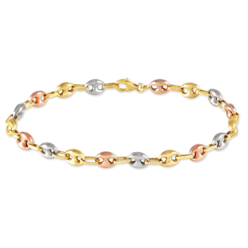 Bracelet Dami Maille Grain De Cafe Or Tricolore - Bracelets chaîne Homme | Histoire d’Or