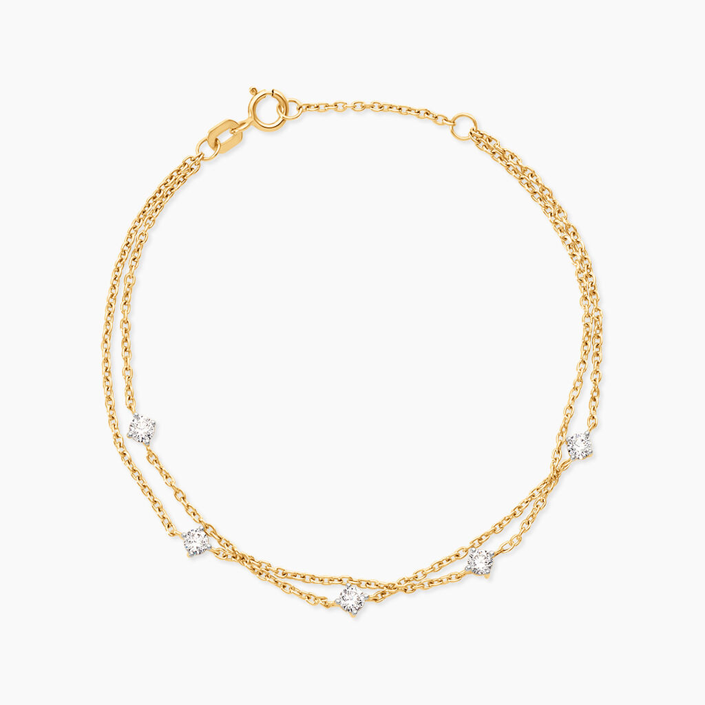 Bracelet Eclat D'Etoile Argent Dor&eacute; A L'Or 750/1000 Oxyde De Zirconium - Bracelets Femme | Histoire d&rsquo;Or