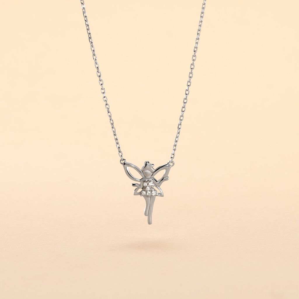 Collier Fee Or Blanc Diamant - Colliers Femme | Histoire d&rsquo;Or