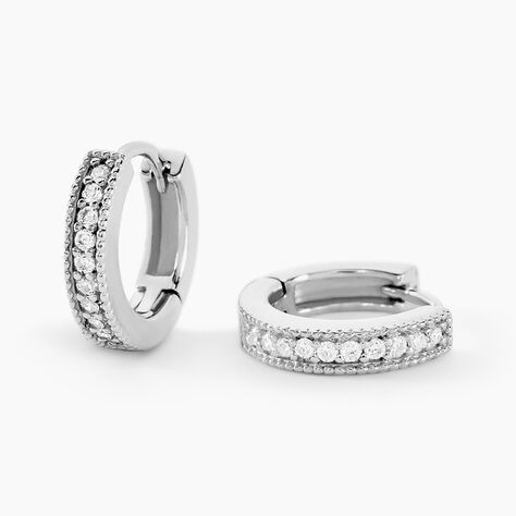 Créoles Yarina Argent Blanc Oxyde De Zirconium - Boucles d'oreilles créoles Femme | Histoire d’Or
