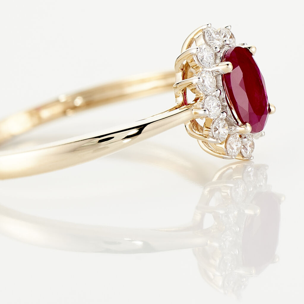 Bague Or Jaune Rubis Diamants - Bagues solitaires Femme | Histoire d’Or