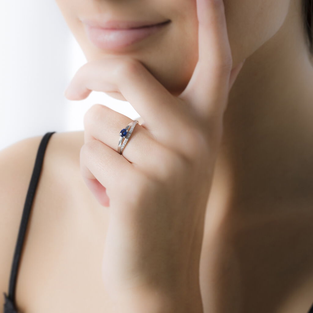 Bague Marie-roselyne Or Blanc Saphir Et Diamant - Bagues solitaires Femme | Histoire d’Or