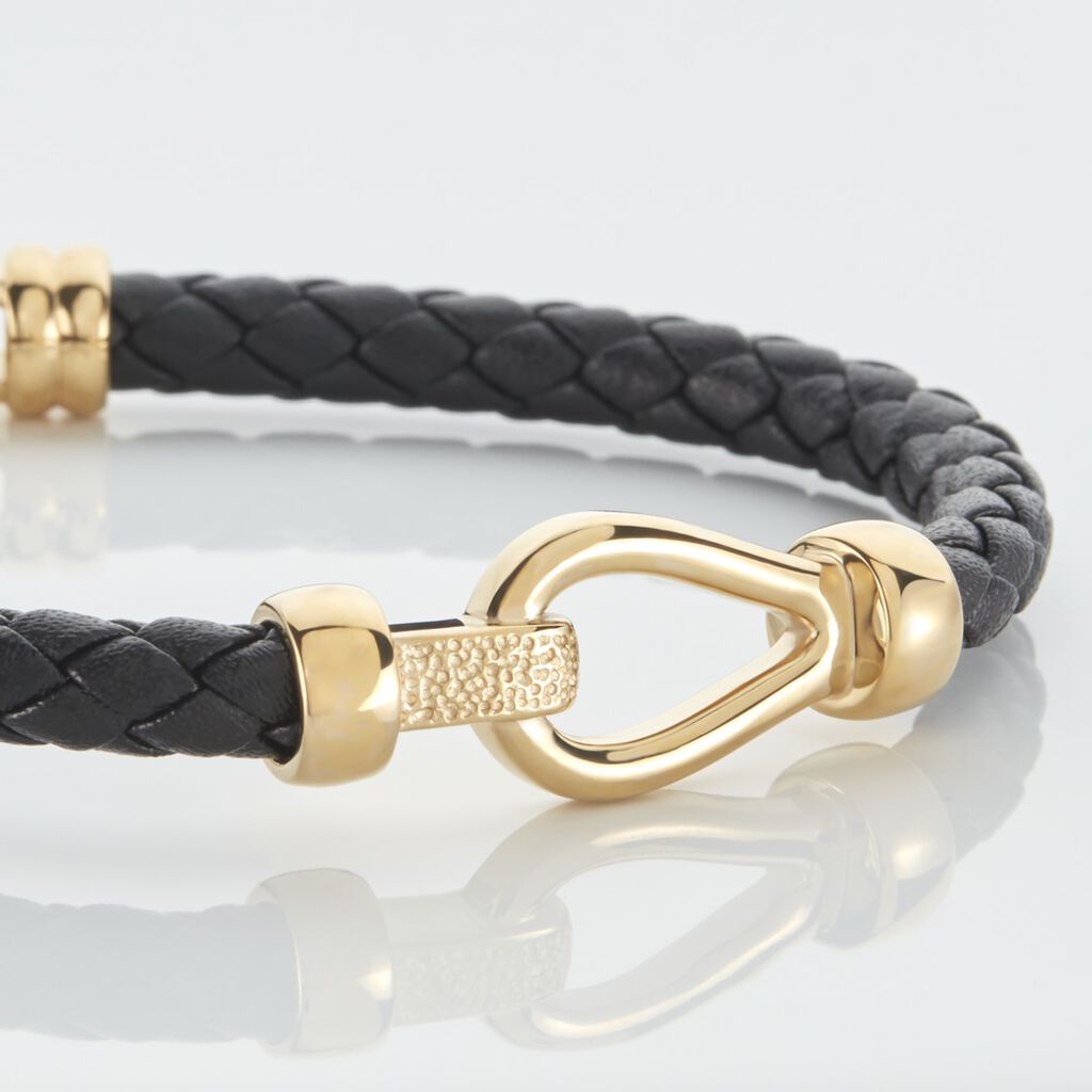 Bracelet Plaqu&eacute; Or Steve Cuir - Bracelets cordon Homme | Histoire d&rsquo;Or