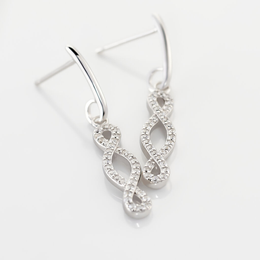 Boucles D'oreilles Pendantes Carla Argent Blanc Oxyde De Zirconium - Boucles d'oreilles fantaisie Femme | Histoire d&rsquo;Or