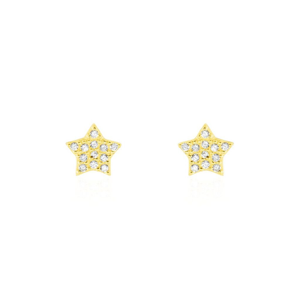 Boucles D'oreilles Puces Or Jaune Fragaria Oxydes - Clous d'oreilles Femme | Histoire d’Or