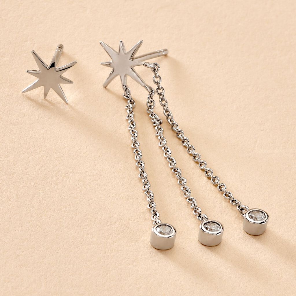 Boucles D'oreilles Pendantes Clarence Argent Blanc Oxyde De Zirconium - Boucles d'oreilles fantaisie Femme | Histoire d’Or