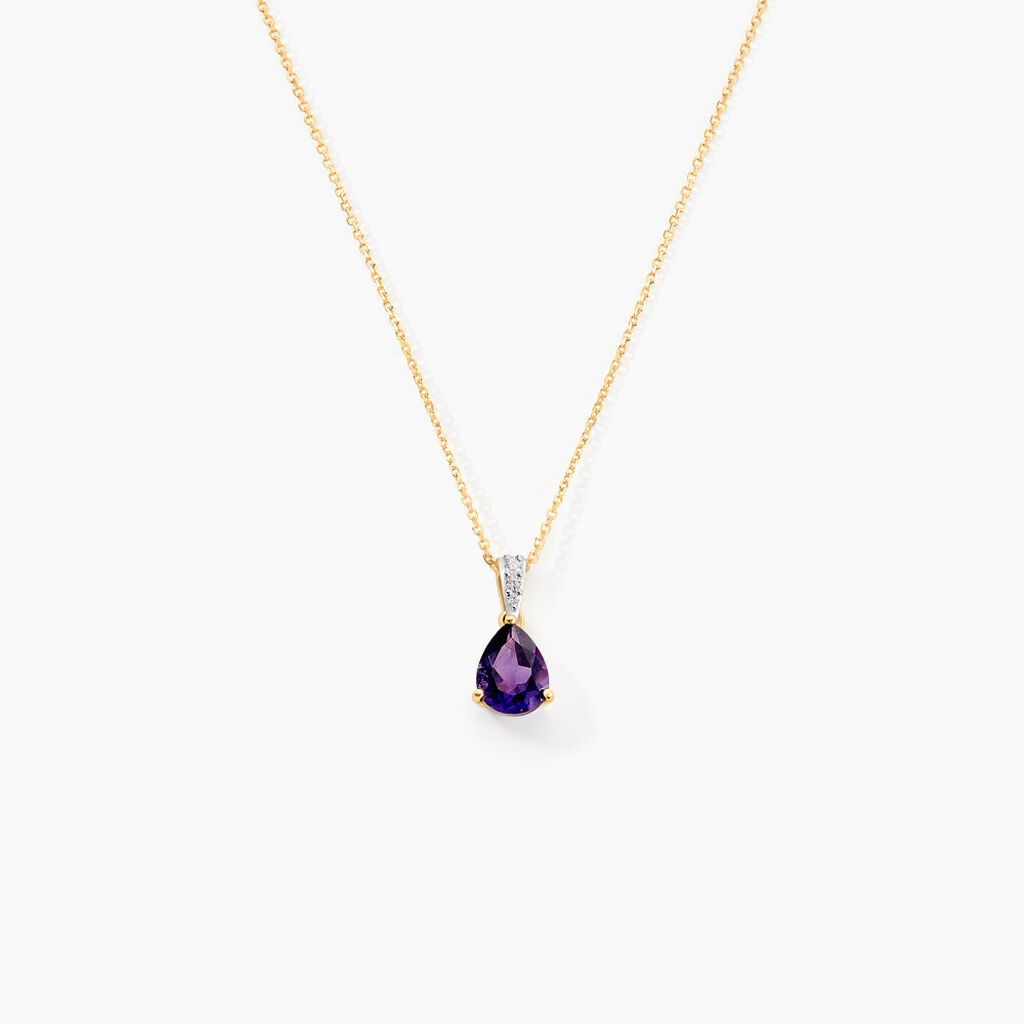 Pendentif Gorgel Or Jaune Améthyste Oxyde De Zirconium - Pendentifs Femme | Histoire d’Or