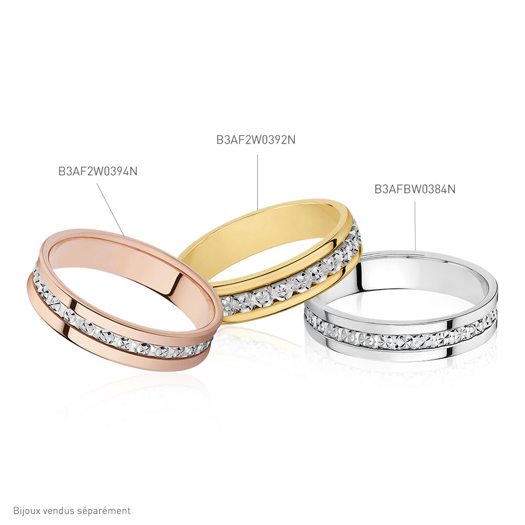 Alliance Fantaisie Diamantee Ruban Plat Or Bicolore - Alliances Femme | Histoire d’Or