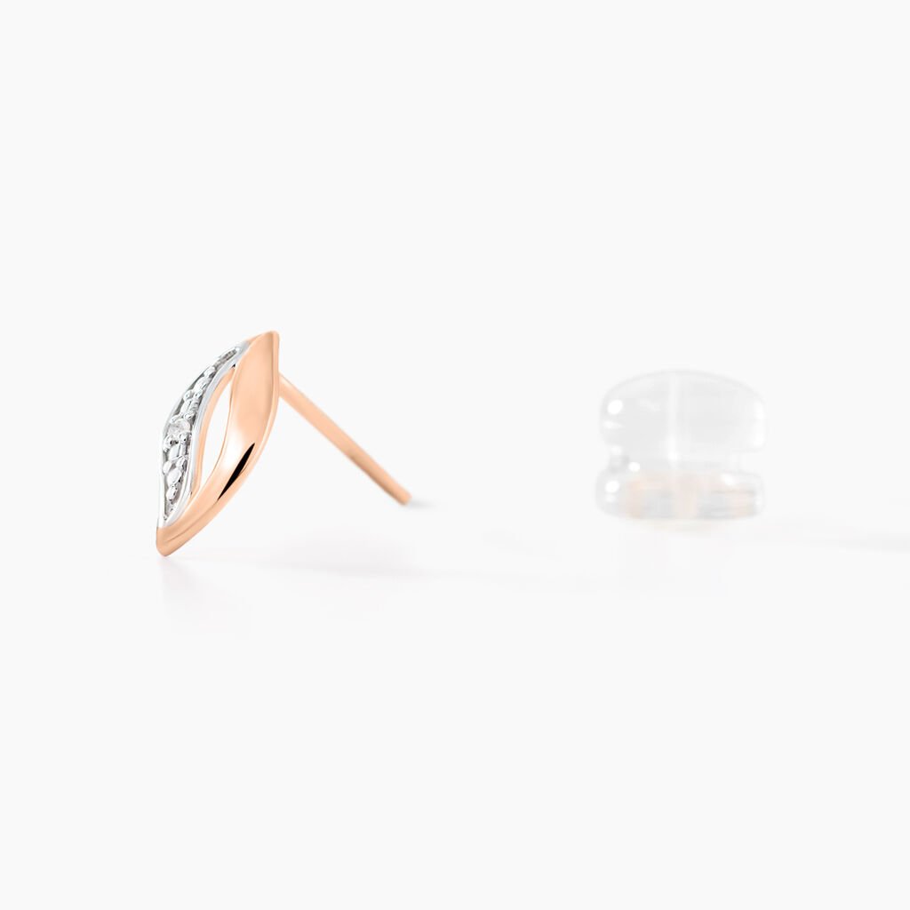 Boucles D'oreilles Puces Smeralda Or Rose Diamant - Clous d'oreilles Femme | Histoire d’Or