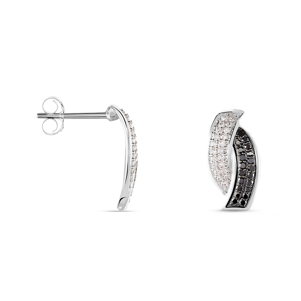 Boucles D'oreilles Puces Oia Or Blanc Diamant - Clous d'oreilles Femme | Histoire d’Or