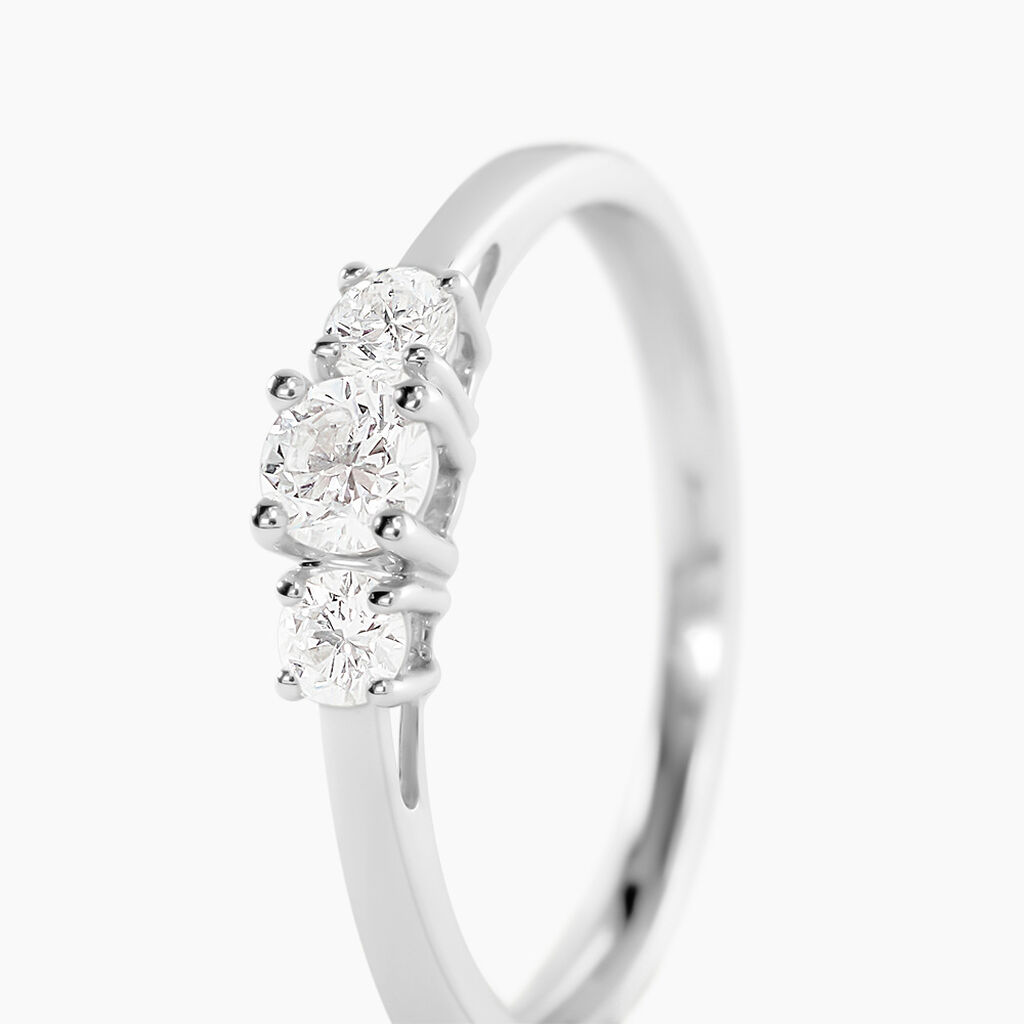 Bague Or Blanc Neely Diamants Synth&eacute;tiques - Bagues solitaires Femme | Histoire d&rsquo;Or