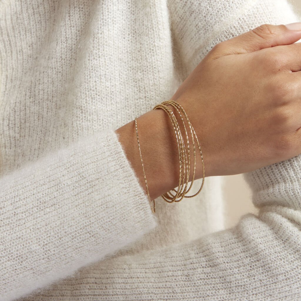 Bracelet Jonc Golden Liana Acier Jaune - Bracelets joncs Femme | Histoire d’Or