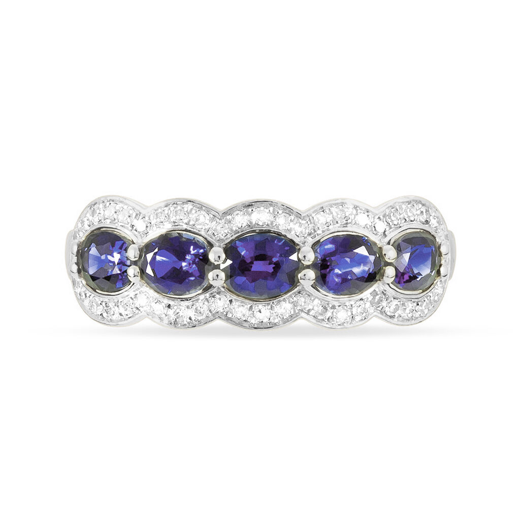 Bague Margaux Or Blanc Tanzanite Et Diamant - Bagues avec pierre Femme | Histoire d’Or