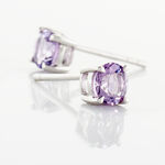 Boucles D'oreilles Puces Elea Serti Griffes 3 Or Blanc Amethyste - Clous d'oreilles Femme | Histoire d&rsquo;Or
