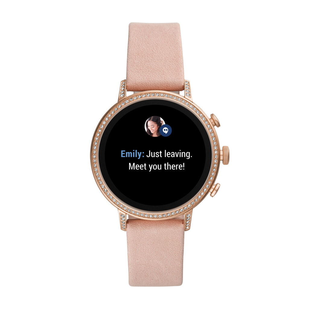 Montre Connectée Femme Histoire D Or Montres Fossil FTW6015 Acier Boucle Ardillon Anses Rose Ronde
