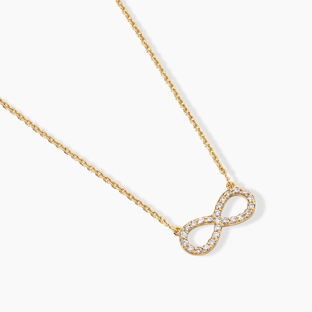 Collier Klothilda Argent Dor&eacute; A L'Or 750/1000 Oxyde De Zirconium - F&ecirc;te des m&egrave;res Femme | Histoire d&rsquo;Or
