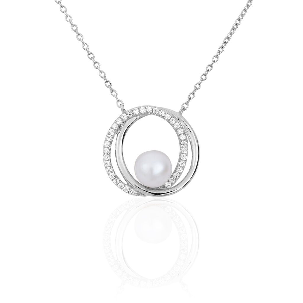 Collier Laury Argent Blanc Perle De Culture Et Oxyde De Zirconium - Colliers fantaisie Femme | Histoire d’Or
