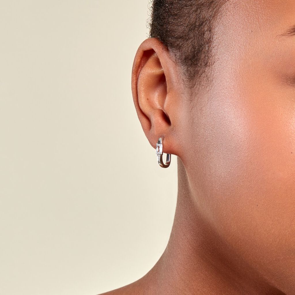 Créoles Celyn Argent Rhodié Oxyde De Zirconium - Boucles d'oreilles créoles Femme | Histoire d’Or