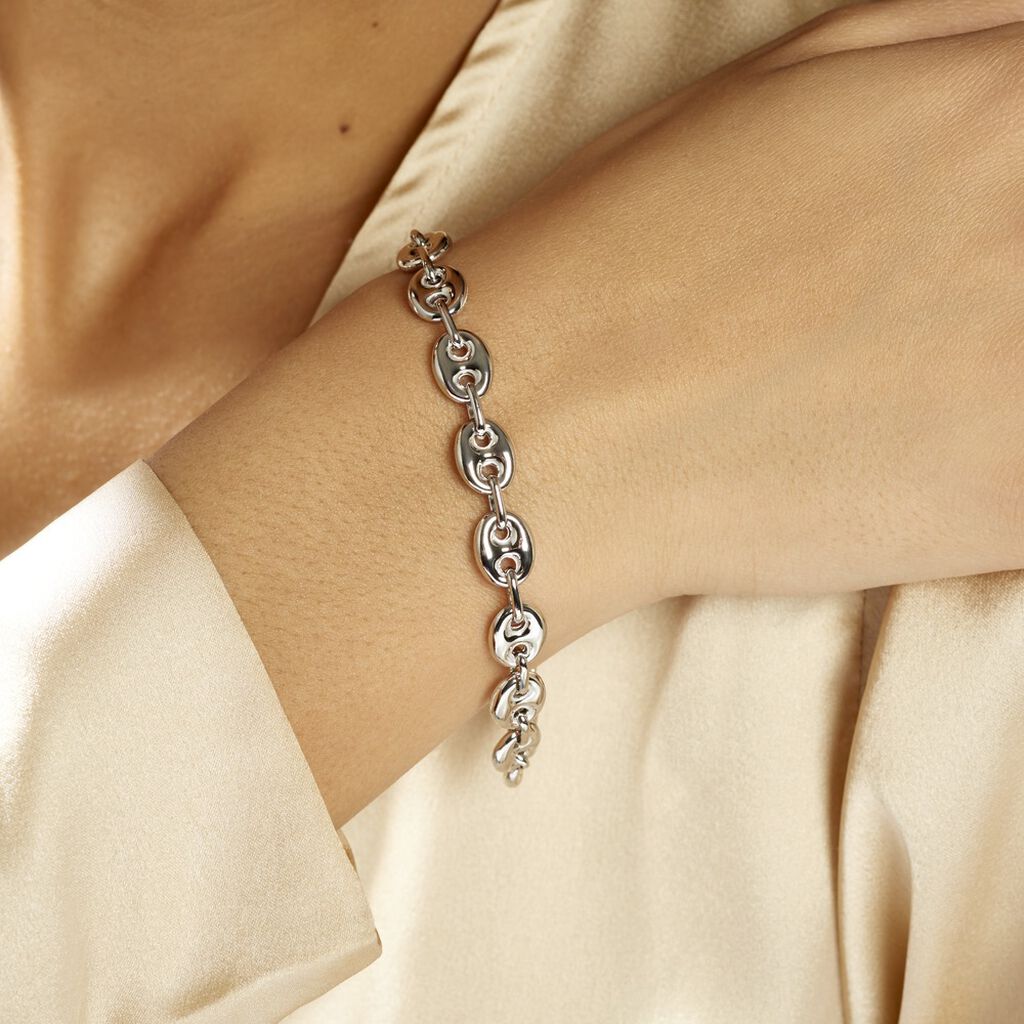 Bracelet Carrus Maille Grain De Cafe Argent Blanc - Bracelets chaîne Femme | Histoire d’Or