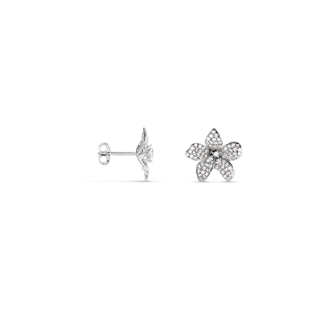 Boucles D'oreilles Puces Argent Blanc Catherine Oxydes De Zirconium - Boucles d'oreilles fantaisie Femme | Histoire d’Or