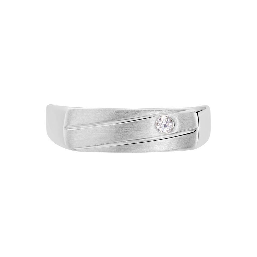 Chevalière Argent Blanc Oxyde De Zirconium - Chevalières Homme | Histoire d’Or