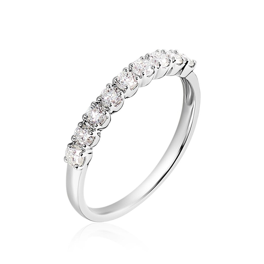 Demi-alliance Or Blanc  Eloisa Diamant Synthetique - Alliances Femme | Histoire d’Or