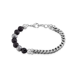 Bracelet Kiyo Acier Blanc Pierre De Lave - Bracelets fantaisie Homme | Histoire d’Or