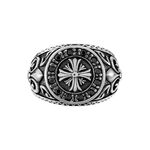 Bague Achille Acier Blanc Oxyde Noir - Bagues avec pierre Homme | Histoire d&rsquo;Or