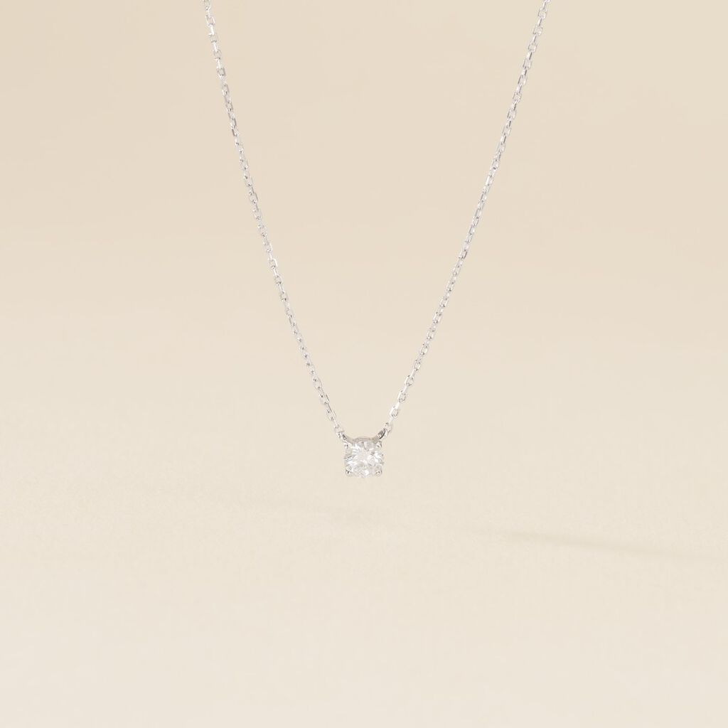 Collier Or Blanc Aphrodite Diamant Synth&eacute;tique - Colliers Femme | Histoire d&rsquo;Or