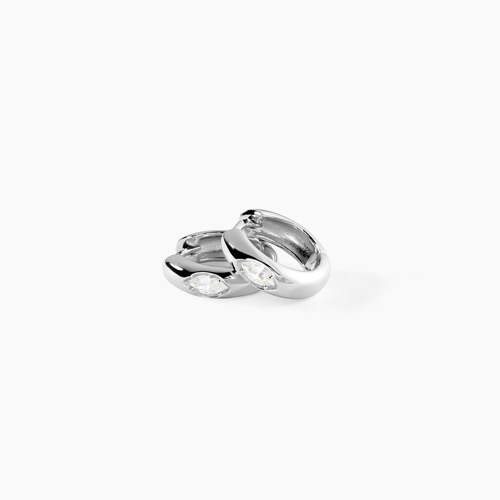 Cr&eacute;oles Huge Argent Blanc Oxyde De Zirconium - Boucles d'oreilles cr&eacute;oles Femme | Histoire d&rsquo;Or