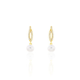 Boucles D'oreilles Pendantes Tesnimae Or Jaune Oxyde Perle De Culture - Boucles d'oreilles pendantes Femme | Histoire d’Or