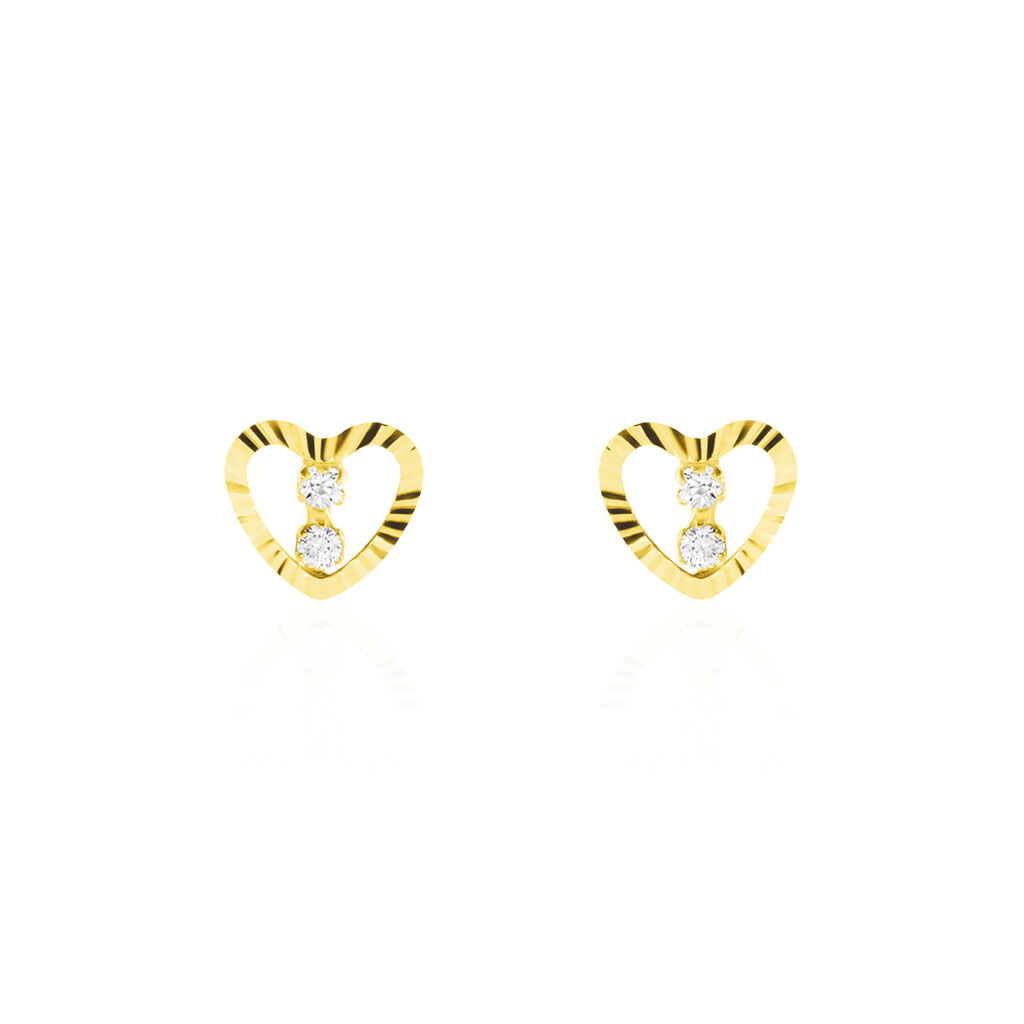 Boucles D'oreilles Puces Daria Cœur 6 Or Jaune Oxyde - Clous d'oreilles Femme | Histoire d’Or