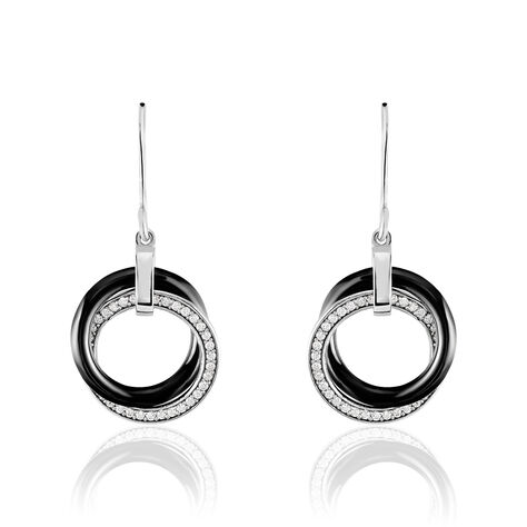 Boucles D'oreilles Pendantes Grizzel Argent Blanc Céramique Et Oxyde - Boucles d'oreilles fantaisie Femme | Histoire d’Or