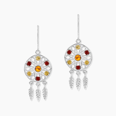 Boucles D'oreilles Argent Blanc Lorena Ambre - Boucles d'oreilles pendantes Femme | Histoire d&rsquo;Or