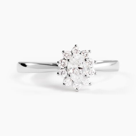 Bague Mysie Platine Blanc Diamant Synthétique - Bagues avec pierre Femme | Histoire d’Or